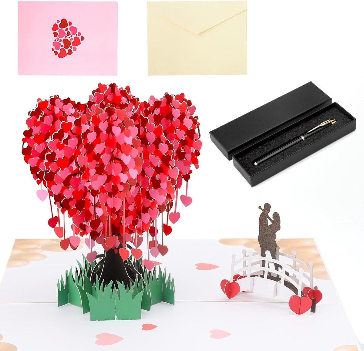 SnelShoppen - Pop-up Verjaardagskaart, 3D Liefdesboom voor Stellen, Gepersonaliseerde Kaart voor Valentijnsdag, Verjaardag, Trouwerij, Jubileum