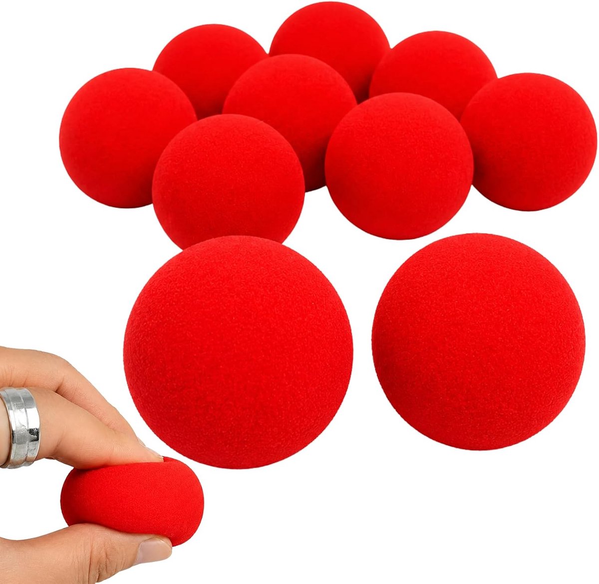 10 x Red Magic Balls Made of Soft Sponge - Close-Up Magic Accessories for Street Magic and Comedy (4.5 cm Compact - ShopVlot