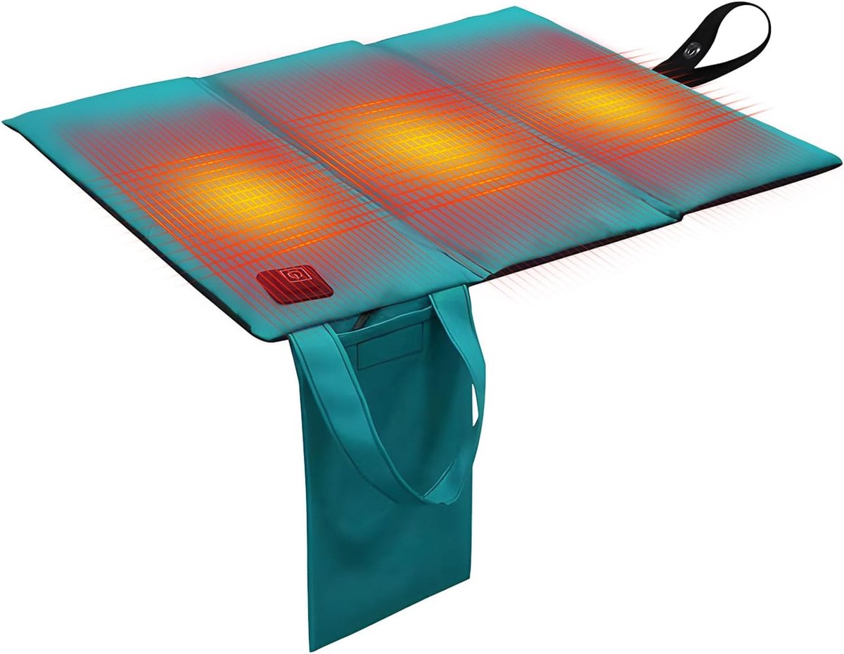 Verwarmd kampeerkussen, verwarmde stoel speciaal voor tribunes, 3 temperatuurstanden, instelbaar van 122℉ tot 149℉, opvouwbaar en draagbaar USB-verwarmingskussen.
