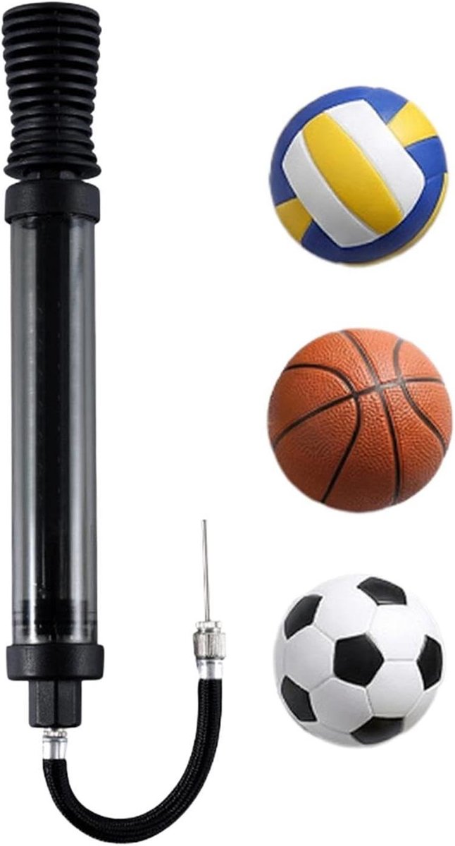 Ballen Luchtpomp - Handinflator Ballenpomp - Ballen Oppompen - Veilige Ventielaansluiting - 25 x 4 x 4 cm - Zwart