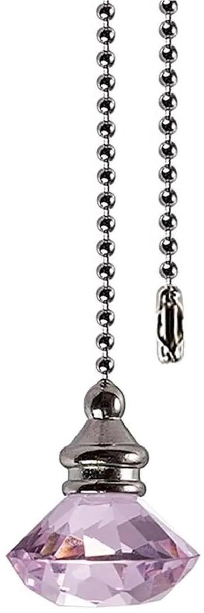 Trekkoord Lamp - Trekketting - Lichtschakelaar Bediening - Kristallen Greep - 1 cm - Roze