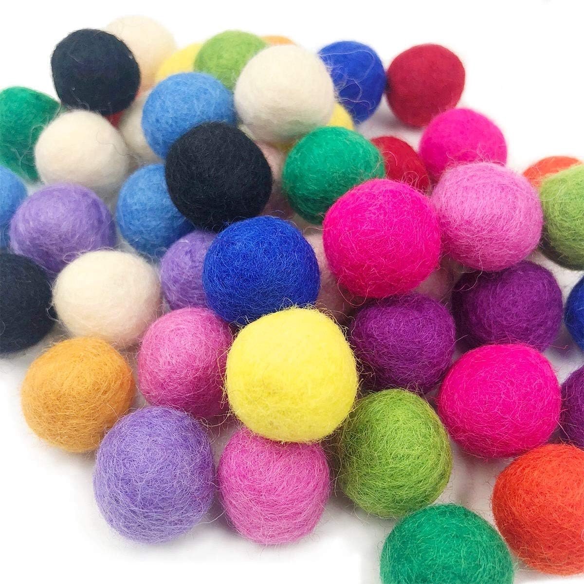 DIY kerstdecoratie viltballen 50 stuks 20 mm - gemengde kleuren - handgemaakt - perfect voor kinderkamers - SnelShoppen