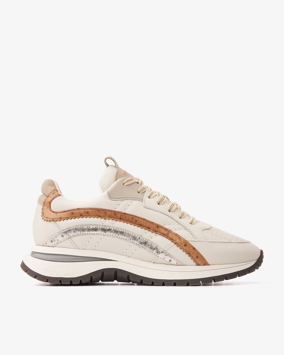VIA VAI Usher Lott Sneakers Dames - Leer,Suède - Beige - Maat 41