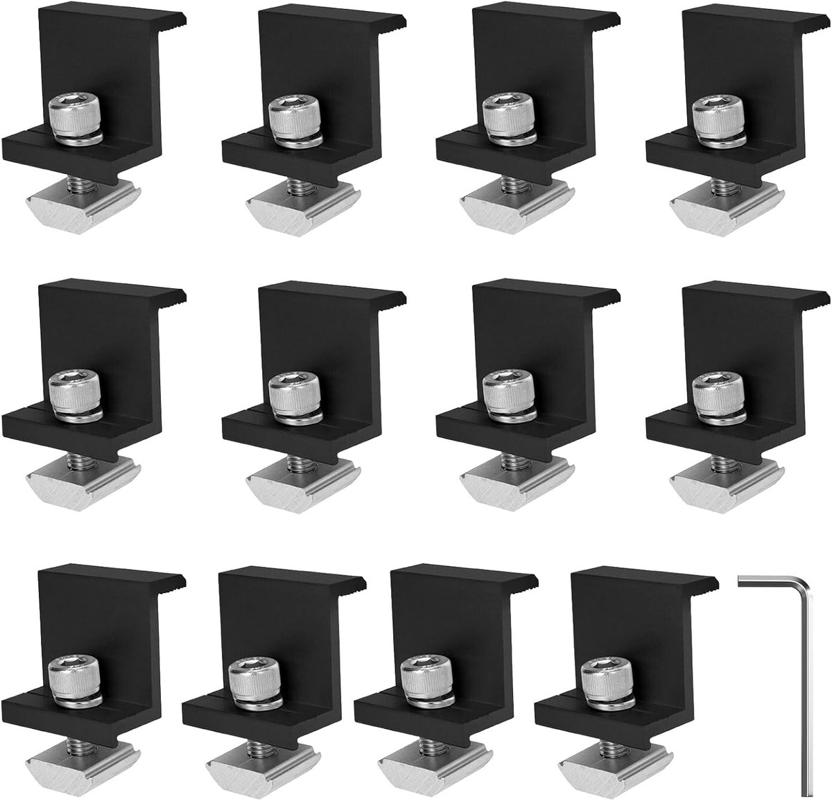 SnelShoppen - 12 Stuks 30mm Solar Panel Clips, Z-Houder voor Zonnepanelen, Alu Klemmen voor Daken, Muren, Boten, Caravan, UV-bestendig