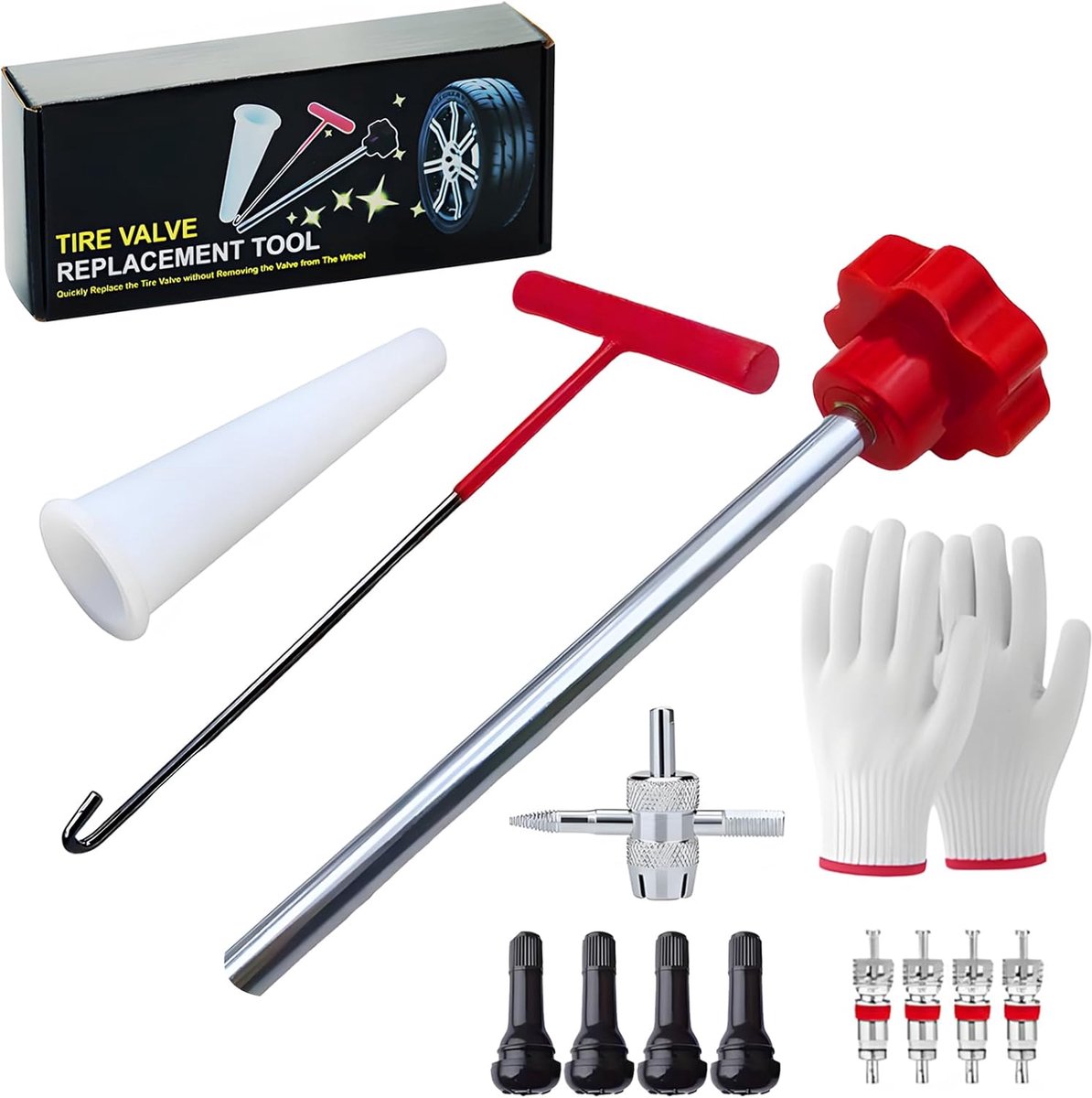 Tire Valve Puller Tool Set, Valve Installation Tool Set, Includes Steering Puller, Hook Tool, Auxiliary Tools and - ShopVlot