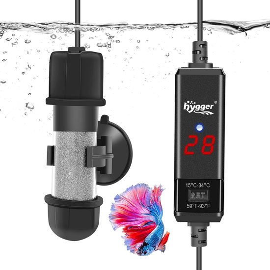 SnelShoppen - Aquarium Verwarmer 10W, Ingestelde Digitale Verwarmingsstaaf voor Zoet- en Zoutwateraquaria, Temperatuurregeling 15-34°C, Compact en Kra