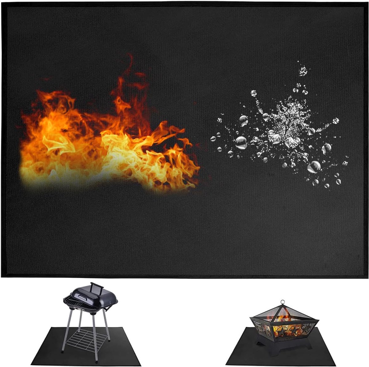 SnelShoppen - Grillmat Vloerbescherming 100x152 cm, Vuurvaste Coaster, Barbecue Vloermat, Opvouwbare Grillmat, Brandvertragende Mat voor Buiten en Tui