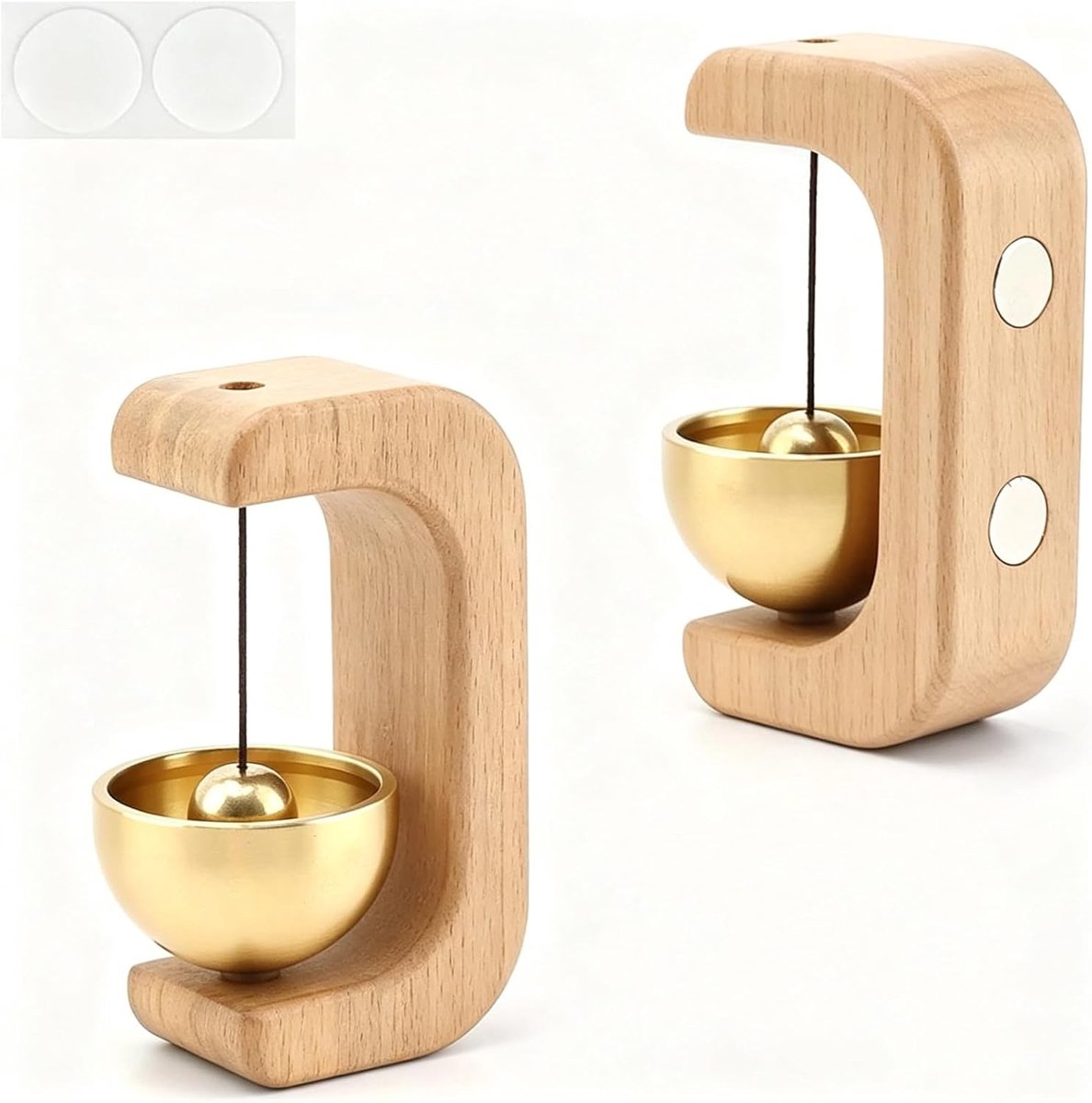 Deurbel magnetisch - gemaakt van beukenhout - retro design - eenvoudig te bevestigen - ShopVlot