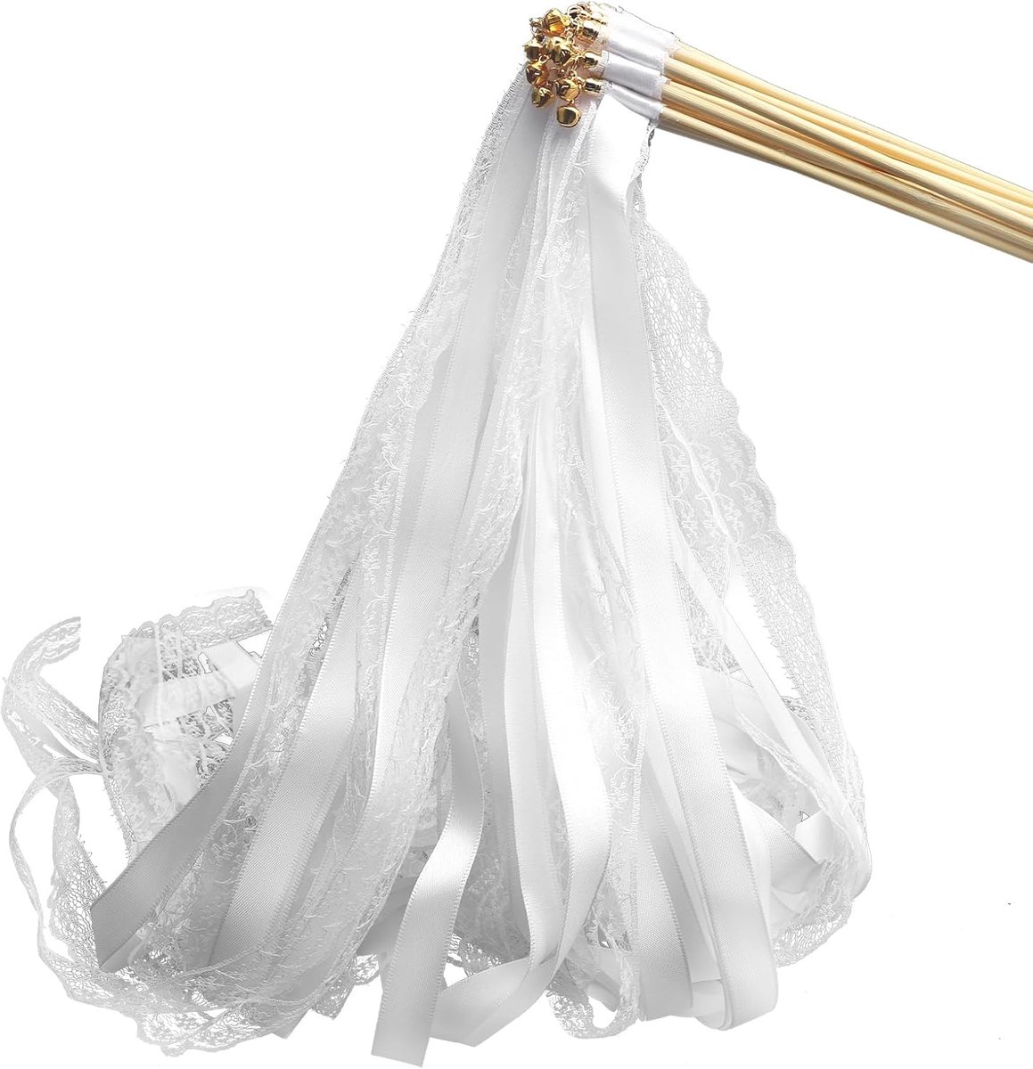 Huwelijkswands 20 Stuks - Witte Kant - Met Bel en Ribbons - Perfect voor Bruiloften - SnelShoppen