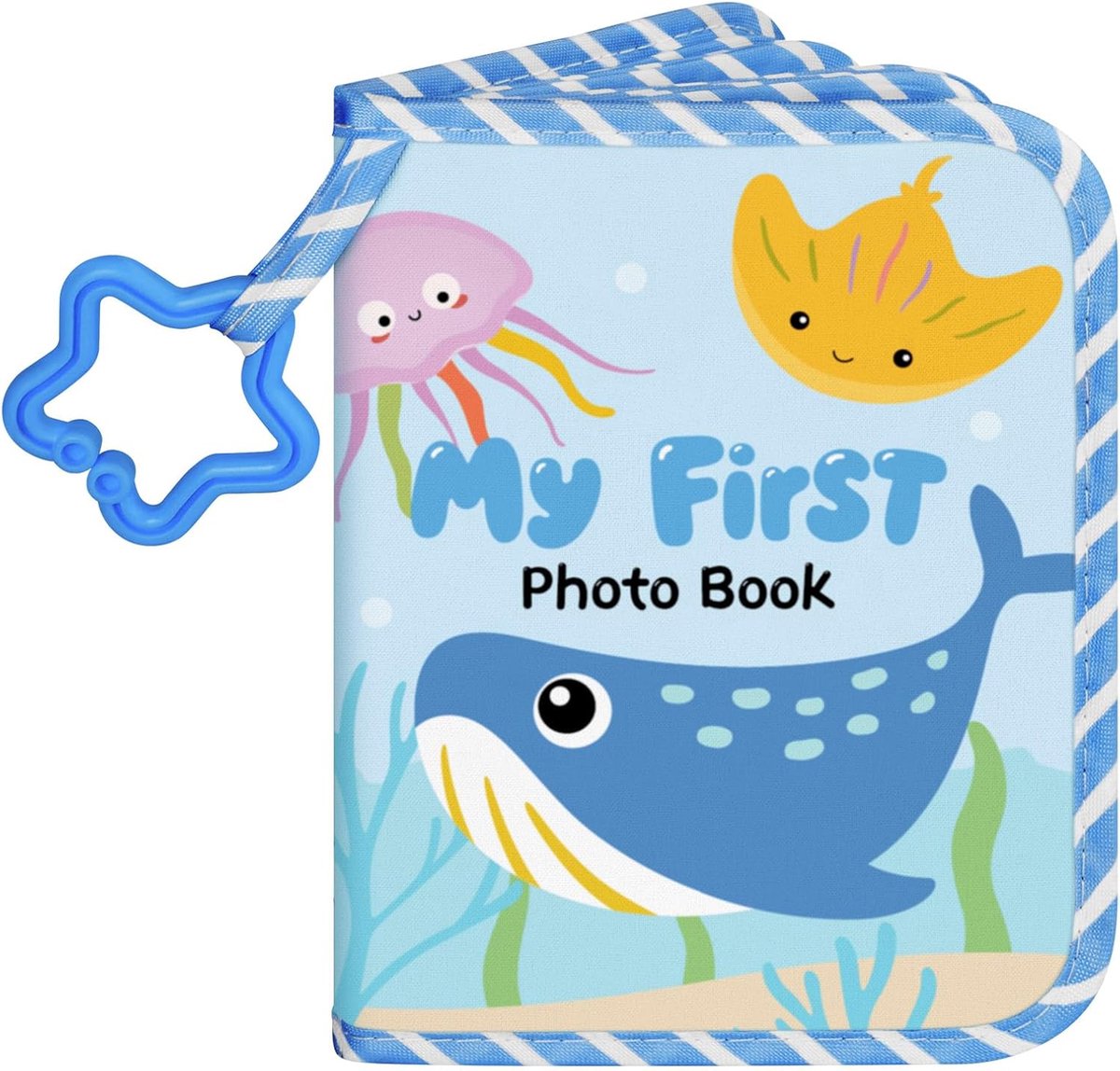 SnelShoppen - Baby fotoalbum voor 17 foto's 10x15 cm, Soft Stoff Foto Boek met Naamkaart en Naamlabel, Babyboek Herinneringen voor Pasgeboren en Peute