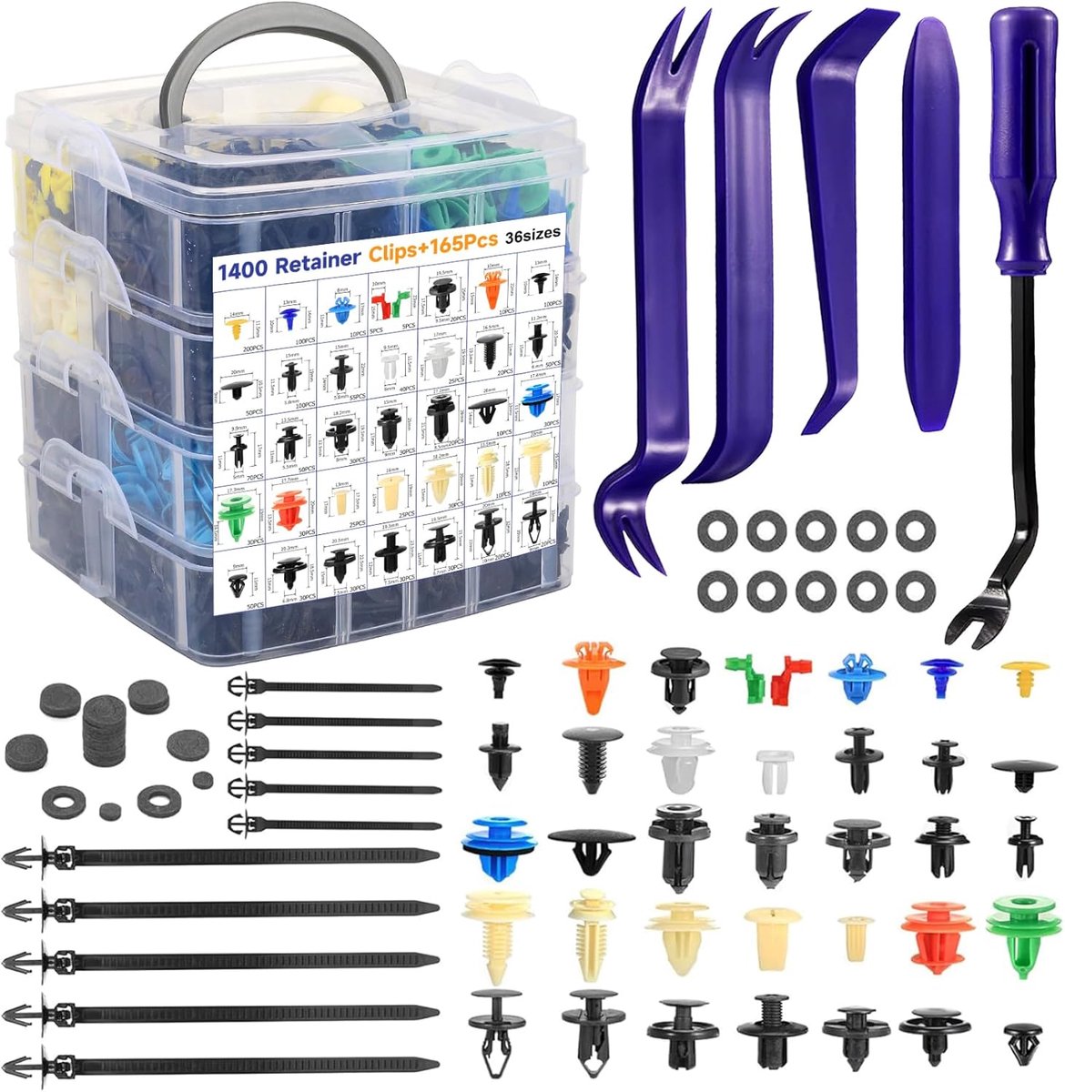 1565 Pieces Car Mounting Clips, 36 Kinds Universal Door Trim Clips Clips Bumper Trim Trim Fixing Clips Plastic Clip - ShopVlot