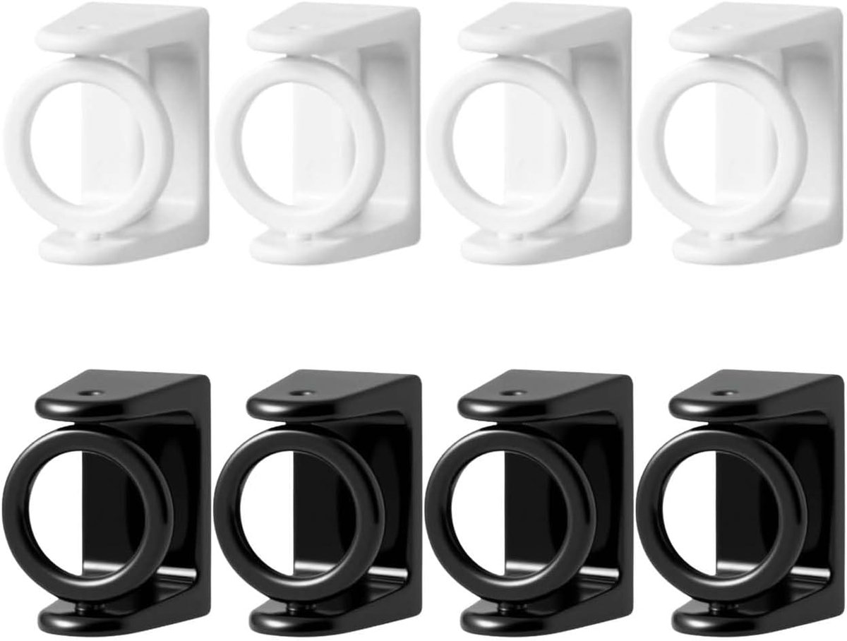 Pack of 8, adjustable brackets without drilling, curtain rod holders, self-adhesive fixing rod, 360° rotatable, no - ShopVlot