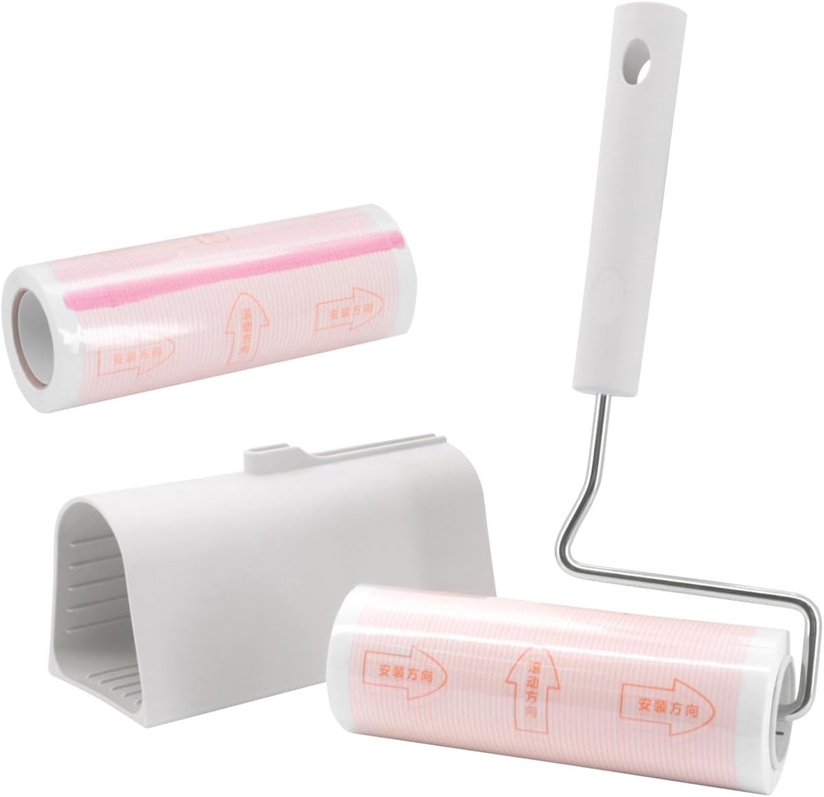 SnelShoppen - Lint Roller & Navullingen Set, Kledingroller, Dierenhaar Verwijderaar met Stofdichte Omhuizing, 1 Roller + 2 Navullingen, 100 Vellen Tot