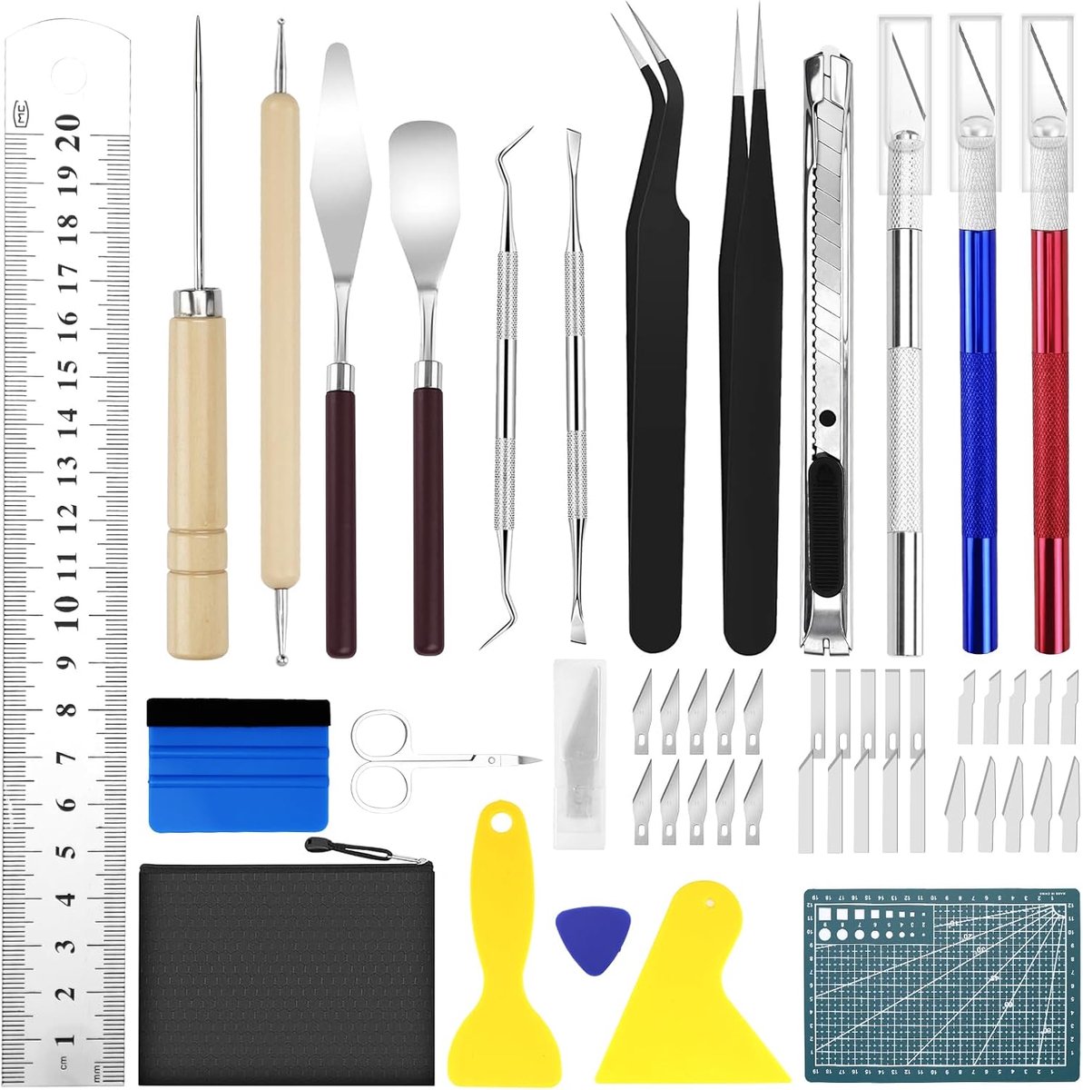 SnelShoppen - Vinyl Onkruidsteker Gereedschap RVS Plotter Accessoires Scalpel Snijmes DIY Creatieve Gereedschappen 51 Stuks