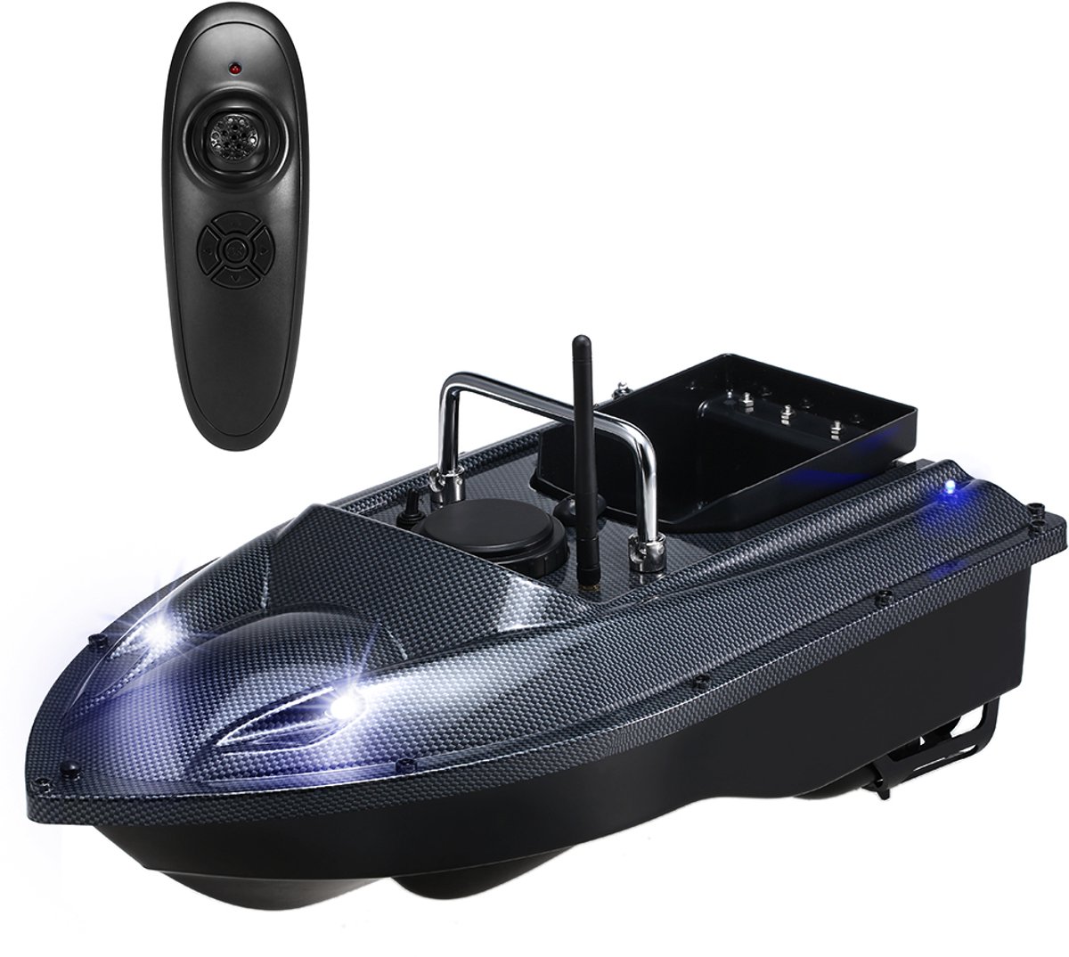 RC Vissersboot met Afstandsbediening – 500 m Bereik – 1,5 kg Aascapaciteit – 7,4V 5200mAh Accu – Dubbele Motor – LED Nachtverlichting