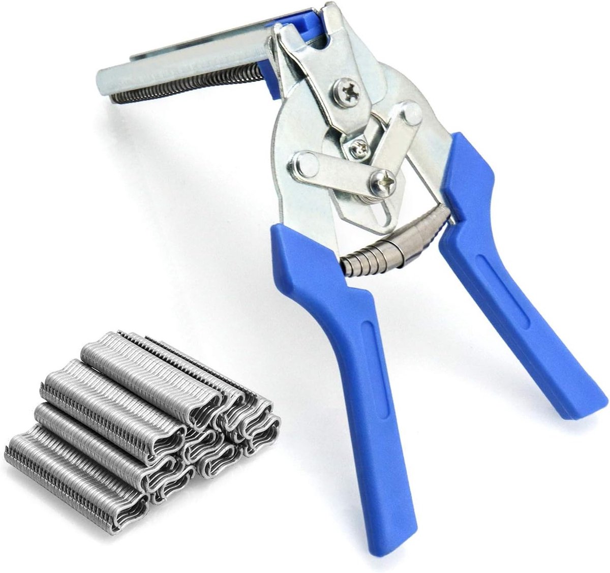 Snelle Tuinhek Pliers met Dunne Gaasbevestiging, Kunststof Handvat en 600 Clips voor Draadbevestiging en Tuinprojecten