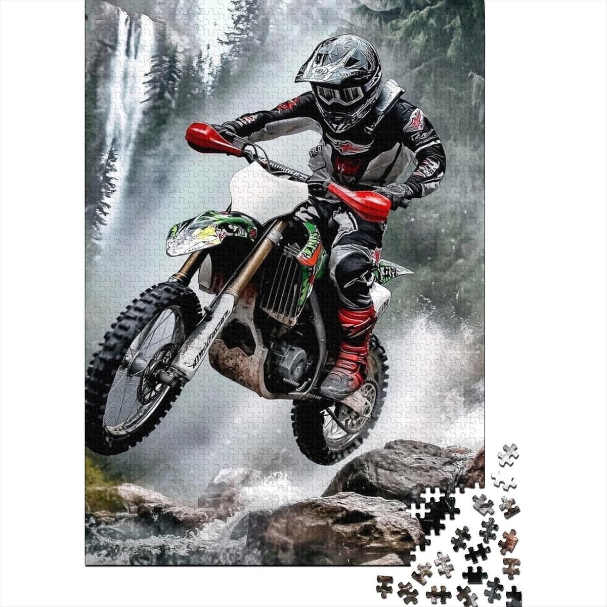 Puzzel Offroad Motorrijder - 1000 Stukjes Puzzel - Ontspannende Vrije Tijd - Hoge Kwaliteit Karton - 70 x 50 cm