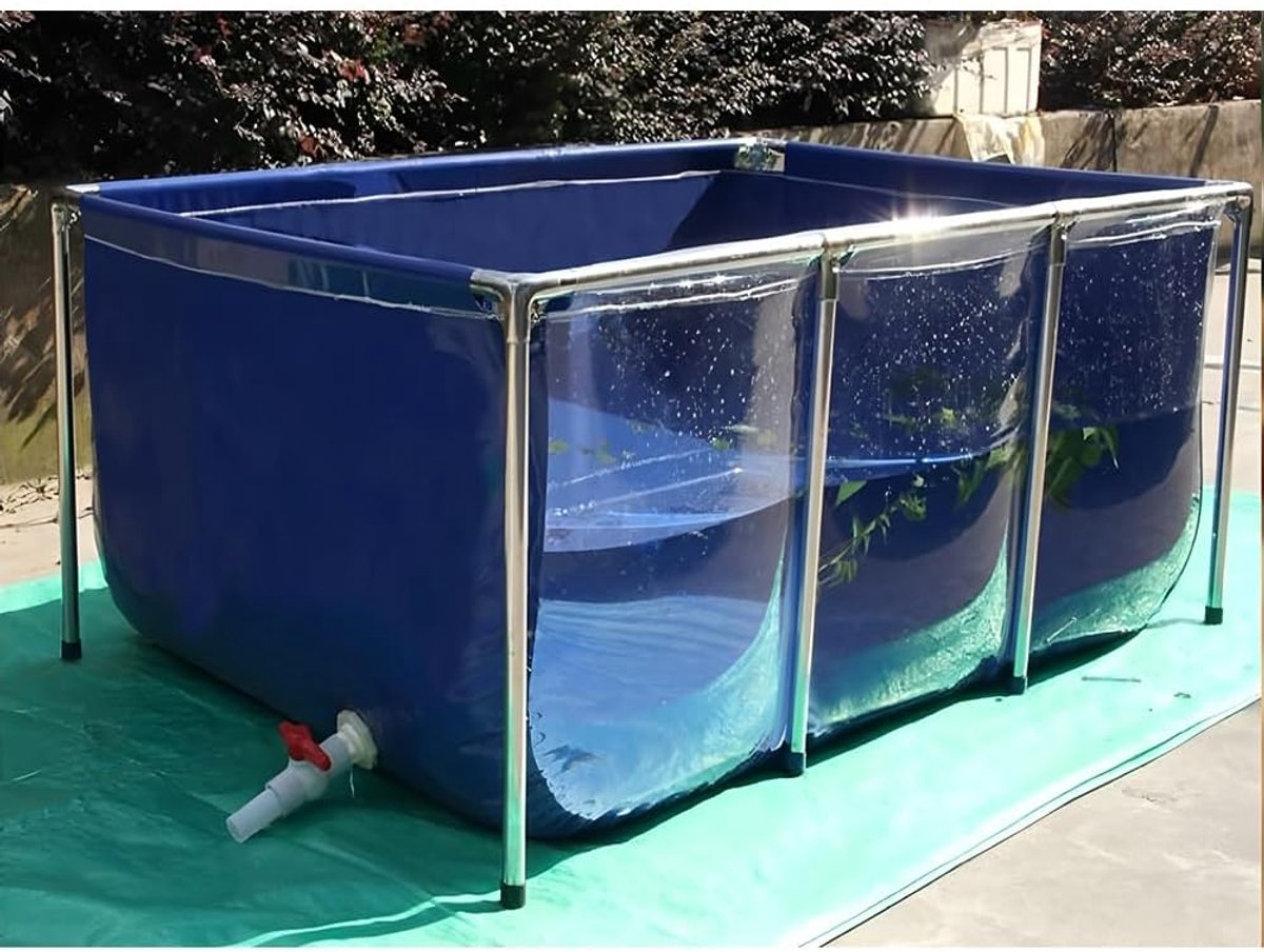 Opvouwbare PVC Vijver - Bovengronds Zwembad Tuin - Water Opslag Vis - Met Kijkvenster - 50x40x30cm - Blauw