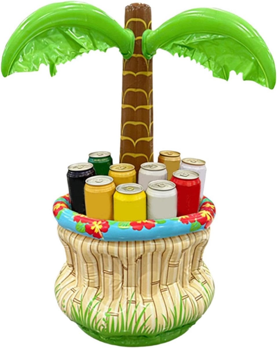 Opblaasbare Koelbox - Feestkoeler Palm - Dranken Koel Houden - Tropische Sfeer - 58 x 38 x 6 cm - Multicolor