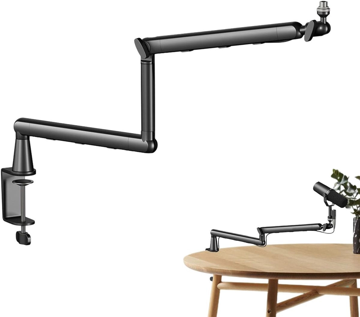 Microfoon Boom Arm - Standaard Klem - Studio Opname - 360 Graden Draaibaar - 64 cm - Zwart