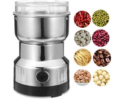 Elektrische Koffiemolen - Blender Smash Machine - Specerijen Malen - Roestvrijstalen Messen - Compact Ontwerp - Zilver