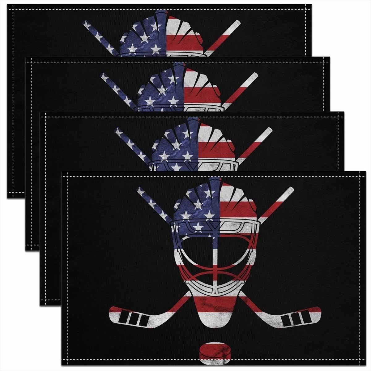 Hockey Placemats - Keukenmatten Eettafel - Bescherming Tafel - Duurzaam Ontwerp - 12 x 18 inch - Zwart