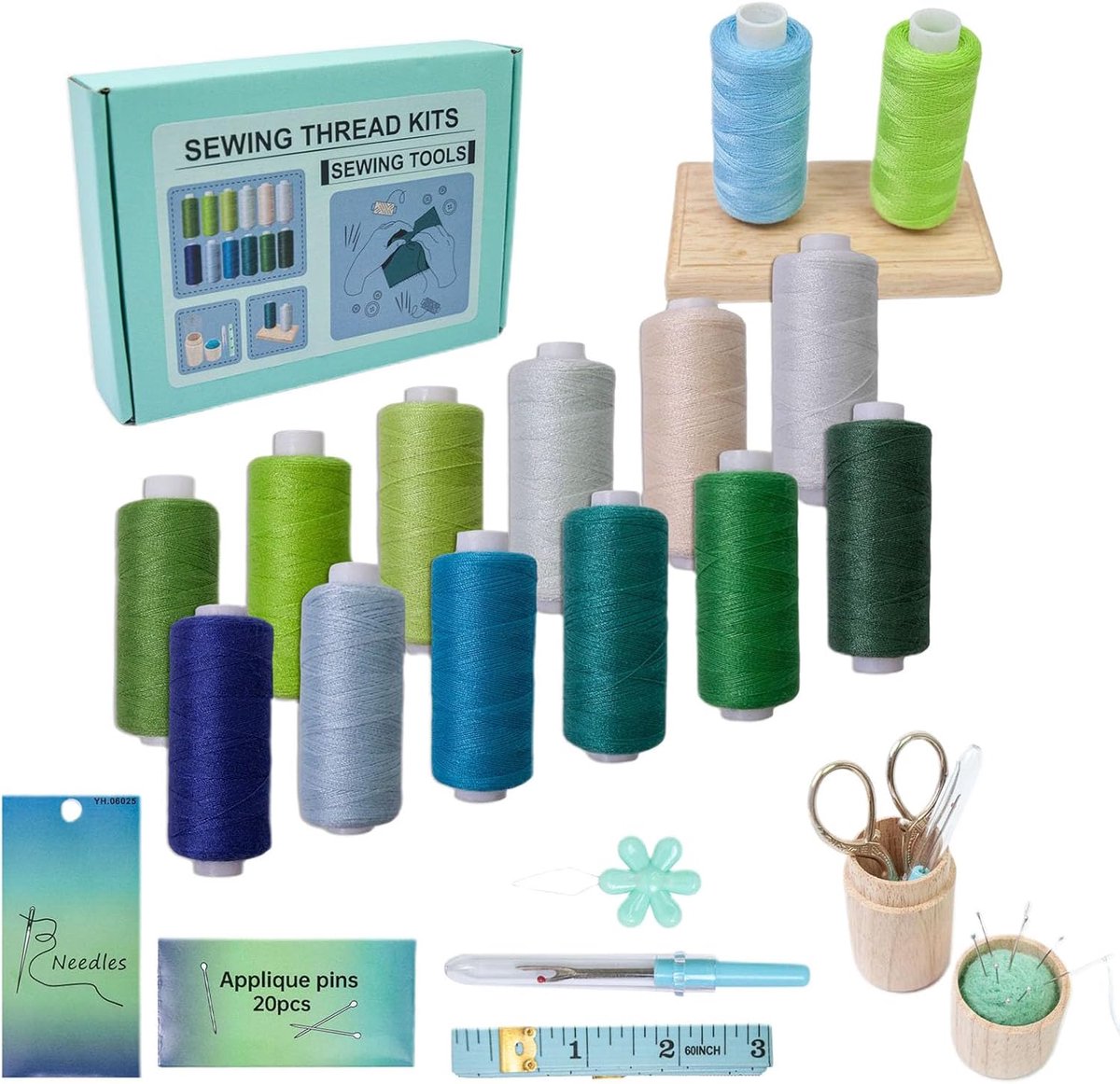 Naaiset - Naaidraad set - Kleding repareren - 53 Delige set - 22 x 15 x 5 cm - Blauw