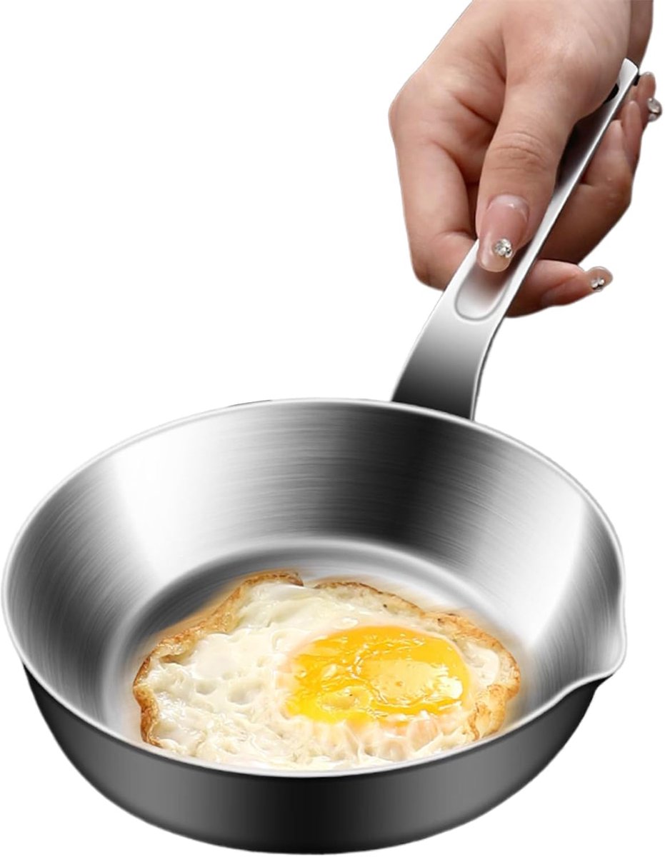 Koekenpan - Omeletpan Koekjespan - Ontbijt Bereiden - 316 Roestvrij Staal - S M L - Zilver