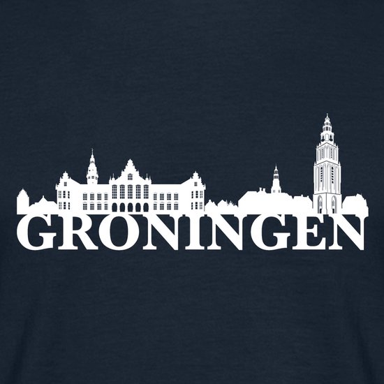 Groningen Stadssilhouet Met Lokale Trots T-Shirt Heren