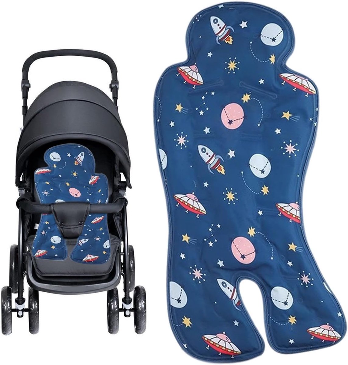 Koelmat Kinderwagen - Zomerkussen Stoel - Comfort Tijdens Warmte - Niet-benauwde Ventilatie - 68 x 33 cm - Sterrenhemel