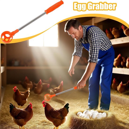 Eier Verzamelaar - Notenraper Fruitplukker - Tuinieren Efficiëntie - Telescopisch Verstelbaar - Tot 195 cm - Oranje — afbeelding 3