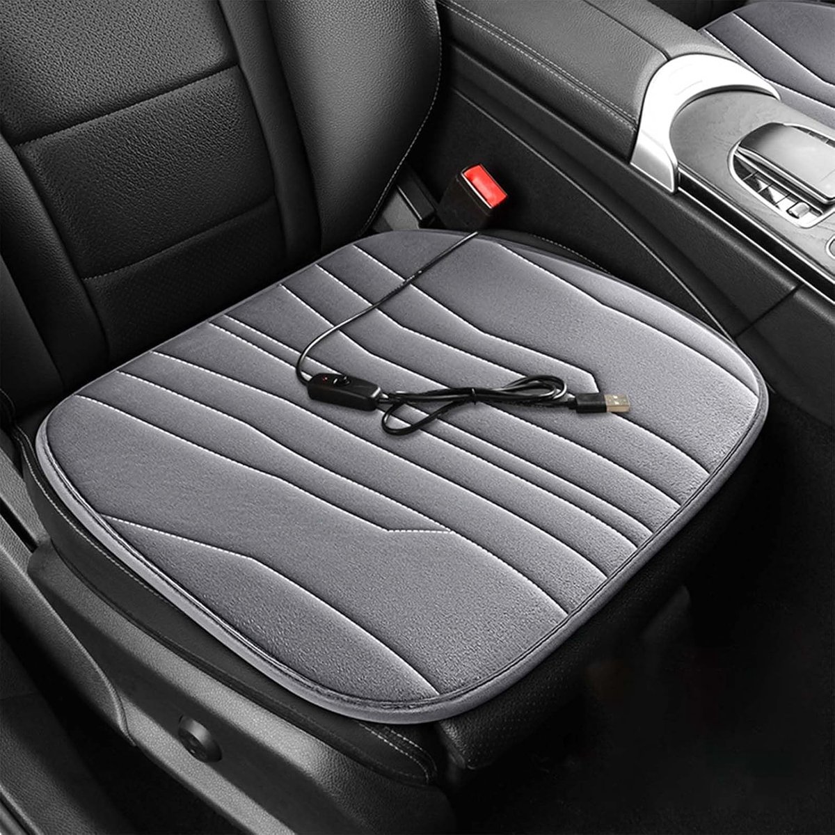 Verwarmd Autostoelkussen - Stoelverwarmer Mat - Winter Comfort - Antislip Ontwerp - 100 g - Zwart