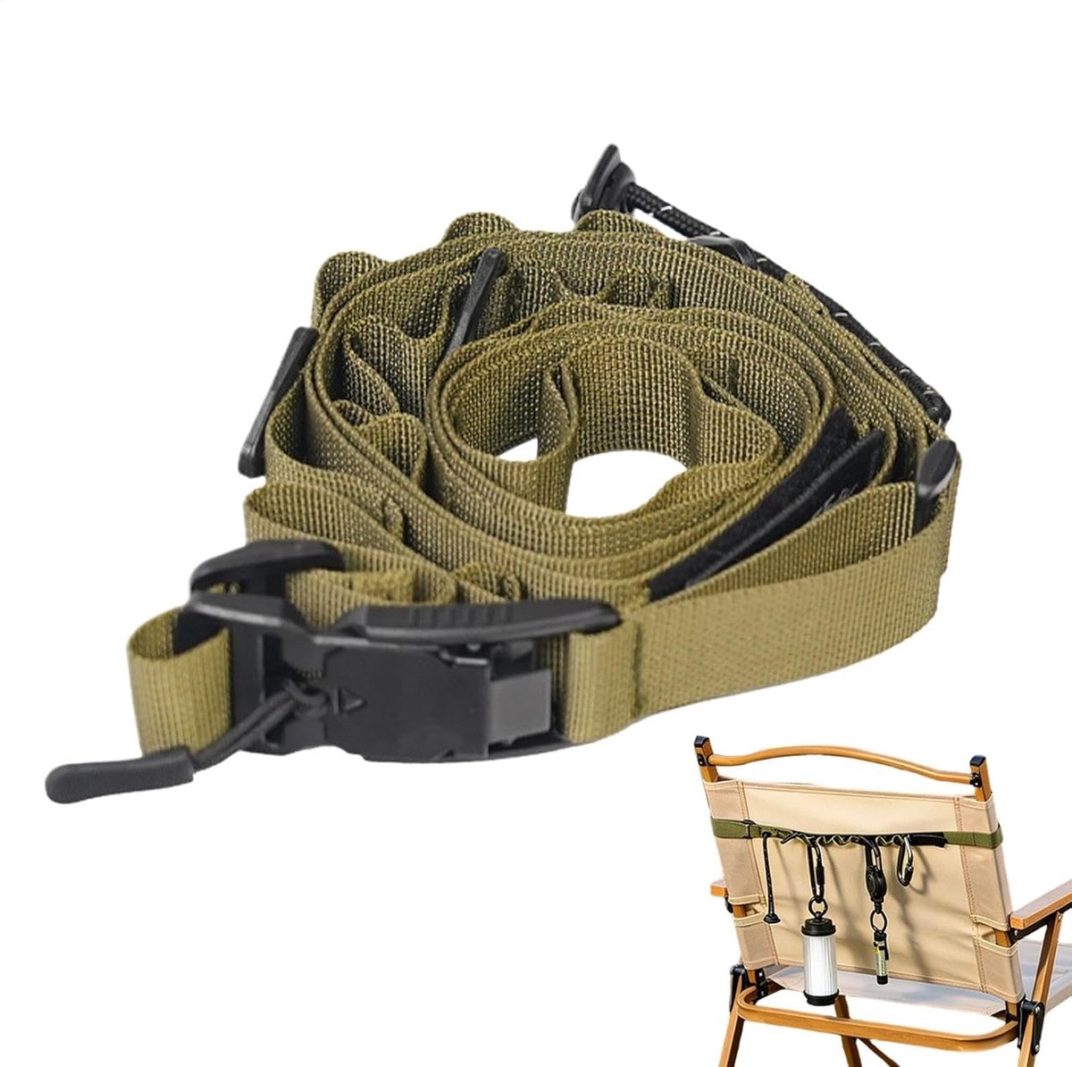 Bagageband Opbergtouw - Draagriemen Utility Strap - Outdoor Uitrusting - Snel Ontgrendelingsgesp - 120-144 cm - Zwart