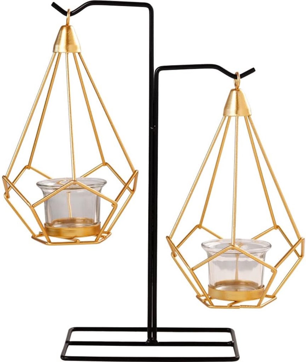 Kandelaar Smeedijzer - Kaarsenhouder Kroonluchter - Decoratief Gebruik - Geometrisch Desig