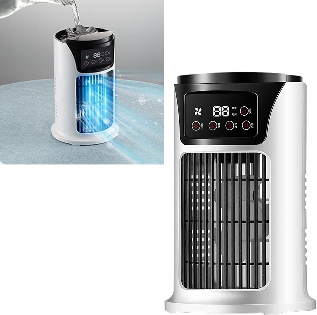 Draagbare Spray Ventilator - Verdampingskoeler Luchtkoeler - Persoonlijke Koeling - 6 Windsnelheden - 30x20x17 cm - Wit