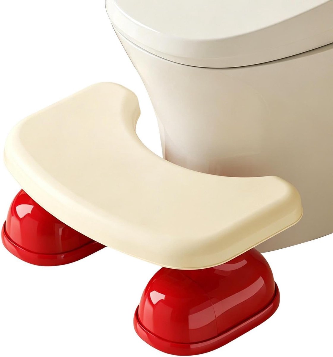 Poepkruk Badkamer - Toiletkruk Hurkstoel - Natuurlijke Houding - Ergonomisch Ontwerp - 18.1D x 26.7B x 18.1H cm - Rood