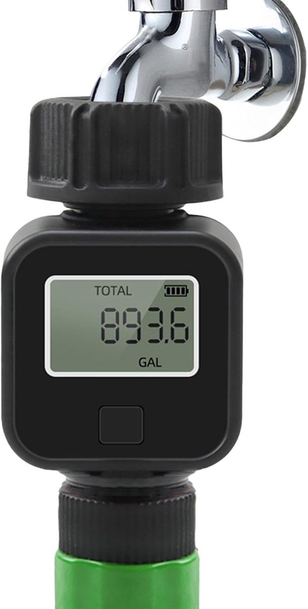 Slangwatermeter - Waterverbruiksmeter Digitale - Waterverbruik Meten - Precisie Flow Display - 3/4 inch - Zwart