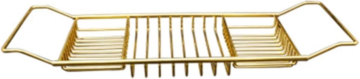 Badkuip Lade - Bad Plank - Ontspannen in Bad - Telescopisch Verstelbaar - 62 x 20 x 6 cm - Goud
