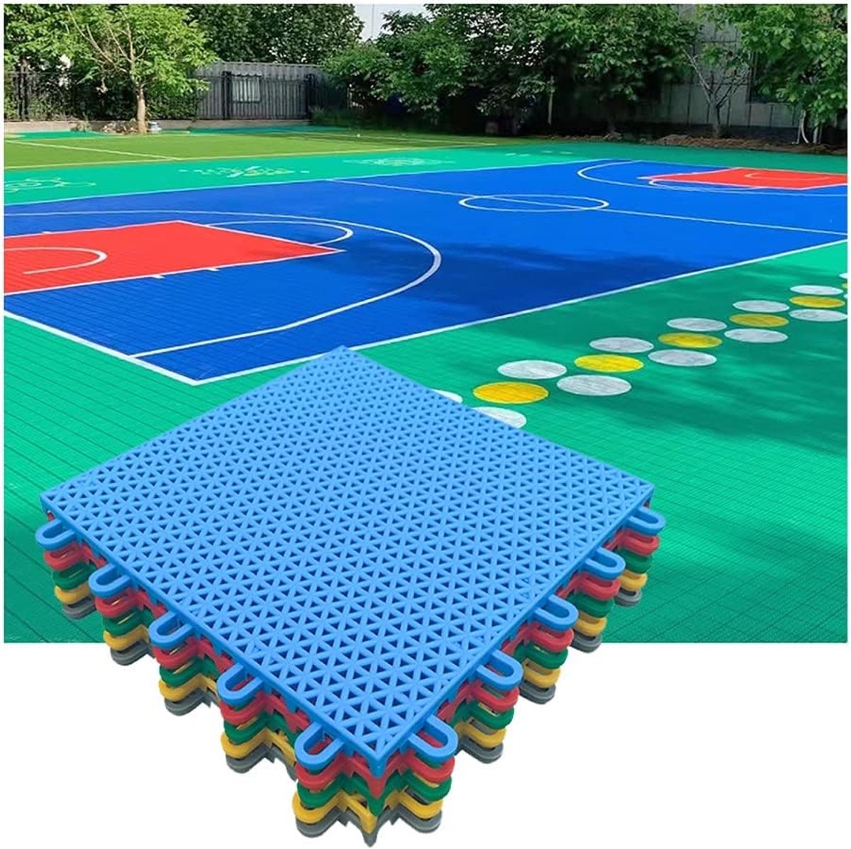 Modulaire Vloertegels - Sportvloer Outdoor - Baan Aanleggen - In Elkaar Grijpend Ontwerp - 25 cm - Geel
