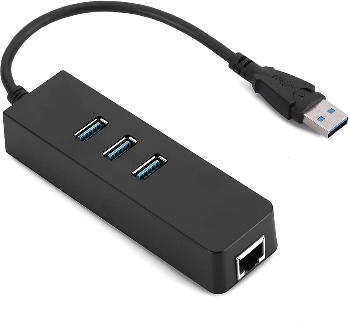 USB Ethernet Adapter - Netwerkkaart Hub - Internet Verbinding - Drive-Free Installatie - 11 x 3.2 x 2 cm - Zwart