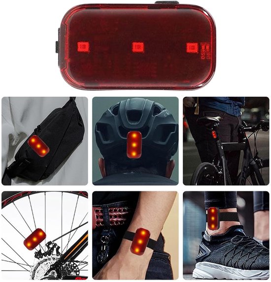 Fietsachterlicht - Veiligheidslamp Rugzak - Nachtelijke ritten - Intelligente remsensor - 5.1 x 2.75 cm - Zwart — afbeelding 4