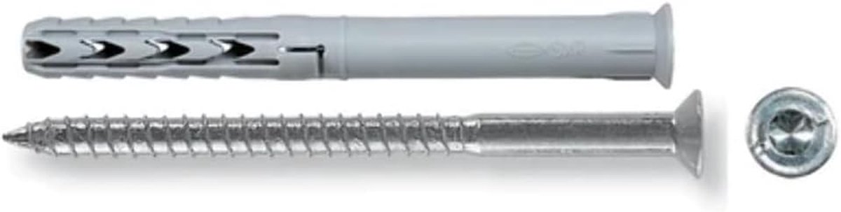 Nylon Pluggen - Verlengde Pluggen - Bevestigen in Muur - Torx Aandrijving - 8 x 80 mm - Grijs