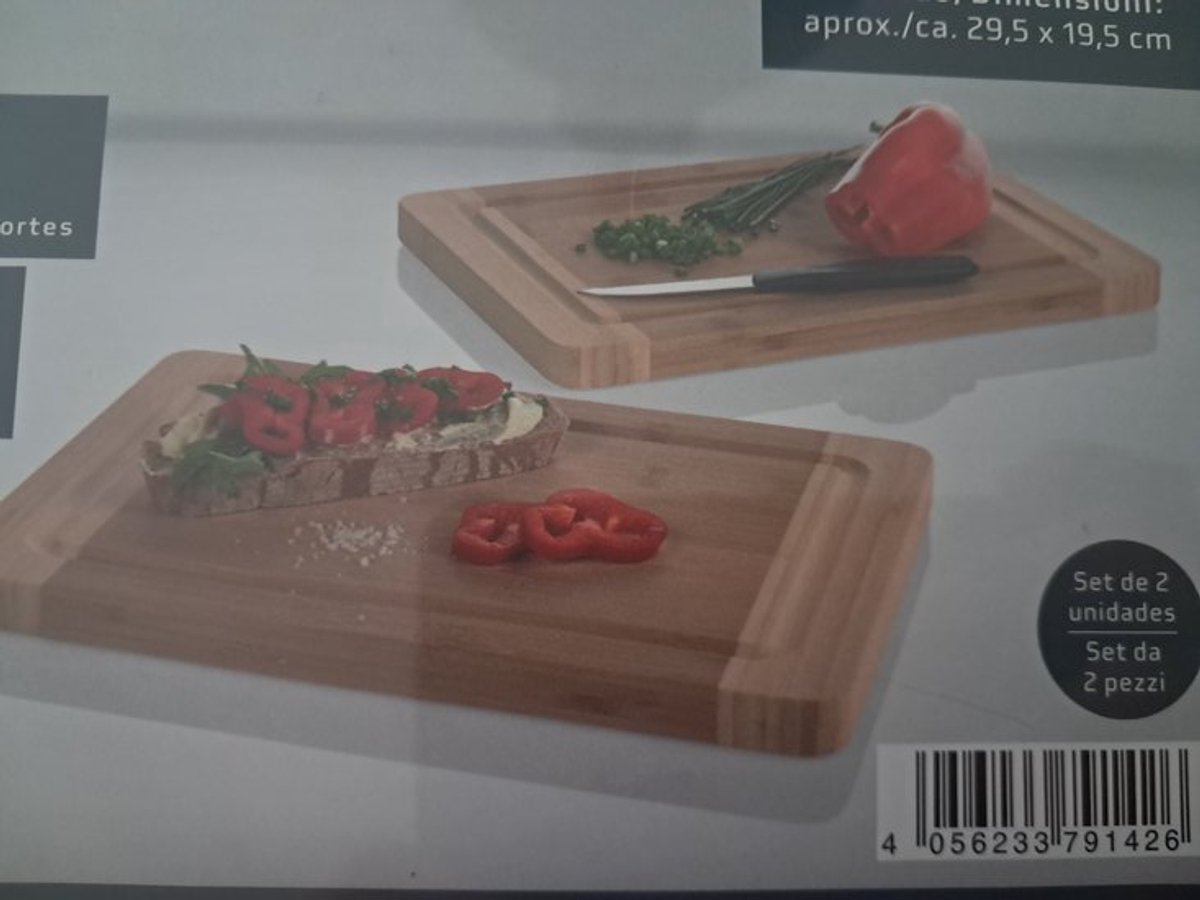 Ernesto Snijplanken Set van 2 - 29.5 x 19.5 cm - Met Sap groef - met Antislipvoetjes - Geolied Bamboe