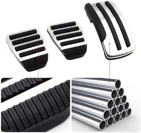 Auto Pedaal Covers - Gas Rempedaal Set - Veiliger Rijden - Antislip Ontwerp - 3 stuks - Zilver Zwart — afbeelding 5