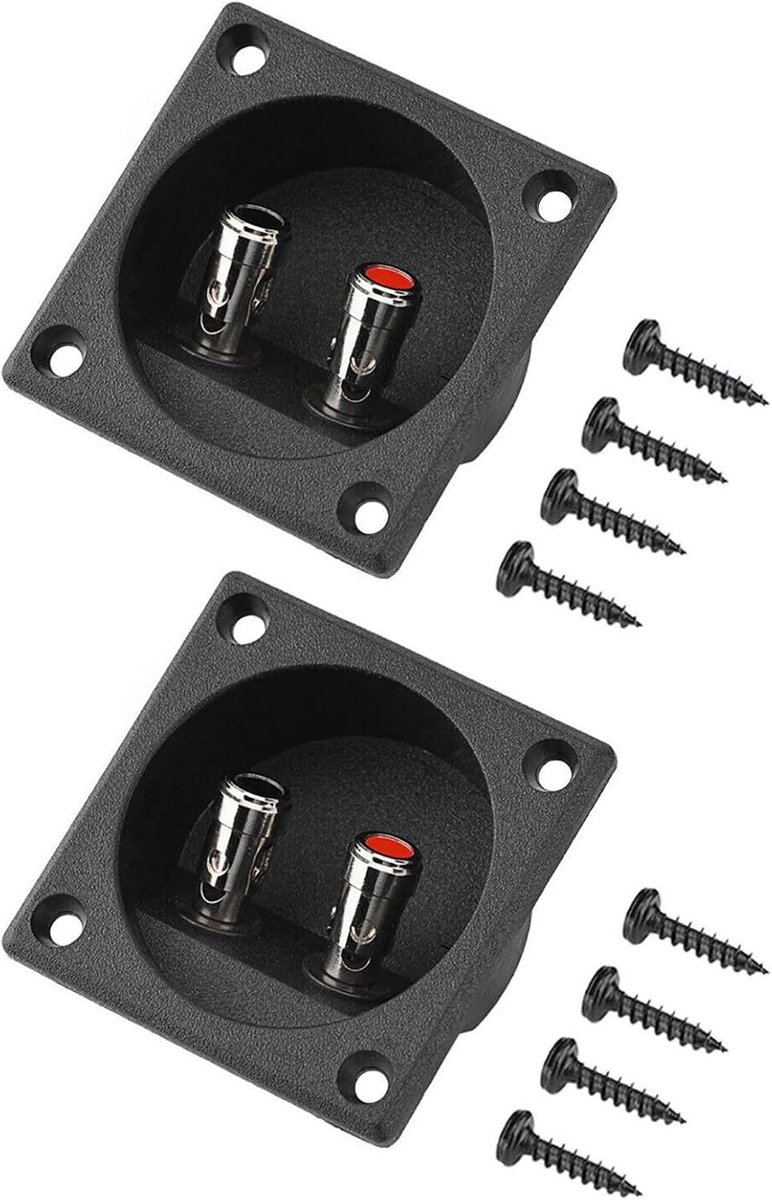 Speaker Aansluitdoos - Luidspreker Connector - Audio Installatie - Trillingsreducerende Basisplaat - 2 stuks - Zwart