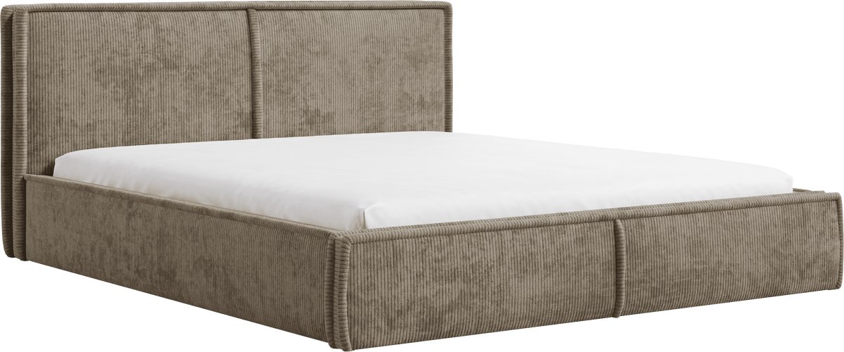 AJE Meubles B.V. Gestoffeerd Bed 04 met Opbergruimte en Hoofdbord 180x200 cm - Cappuccino (Poso 03)