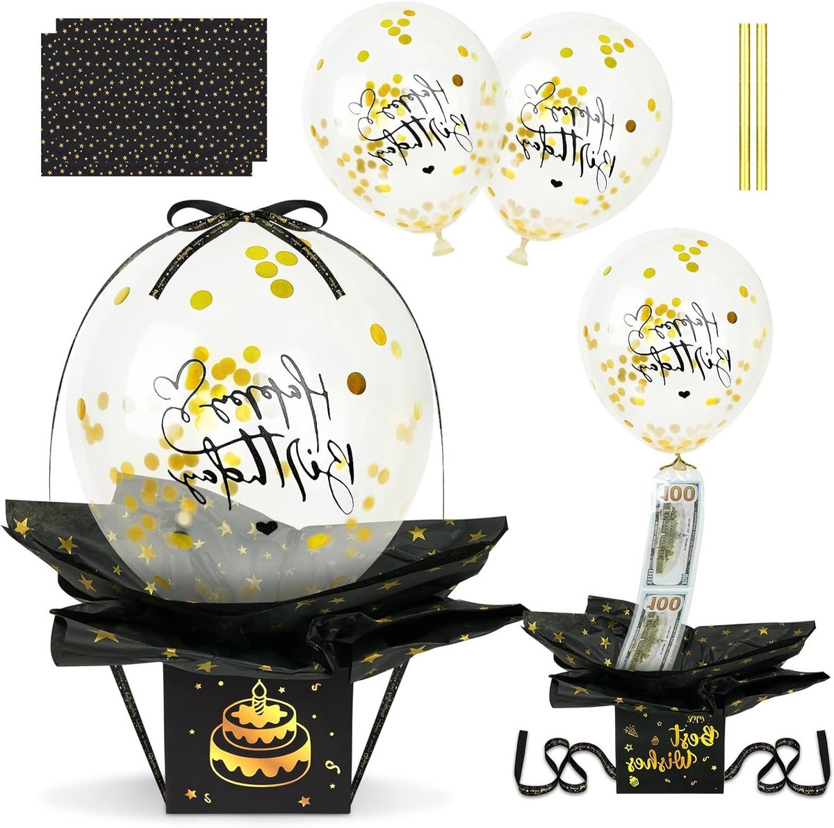 Verjaardag Surprise Box met Ballonnen, Geldcadeaus voor Verjaardagen, Originele Cadeau-ideeën voor Kinderen en Volwassenen