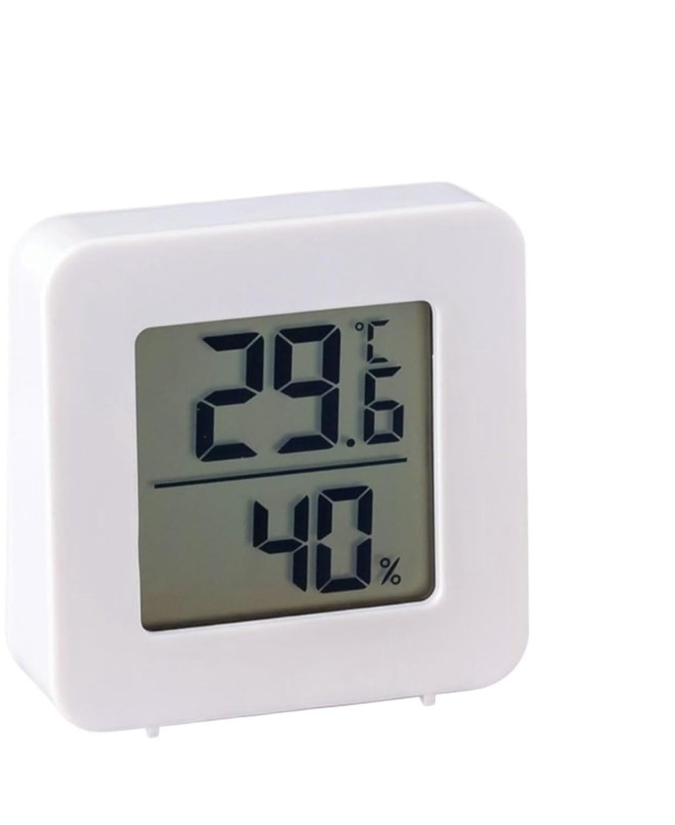 Digitale Hygrometer - Kamertemperatuurmonitor Thermometer - Binnenklimaat Bewaken - Duidelijk Digitaal Display - 4.5x4.5x1.5cm - Wit