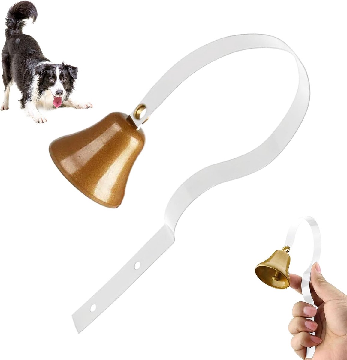 Huisdieren bel - Honden bel - Gedragstraining huisdier - Robuuste messing constructie - 6.4 x 4 x 3.2 cm - Wit