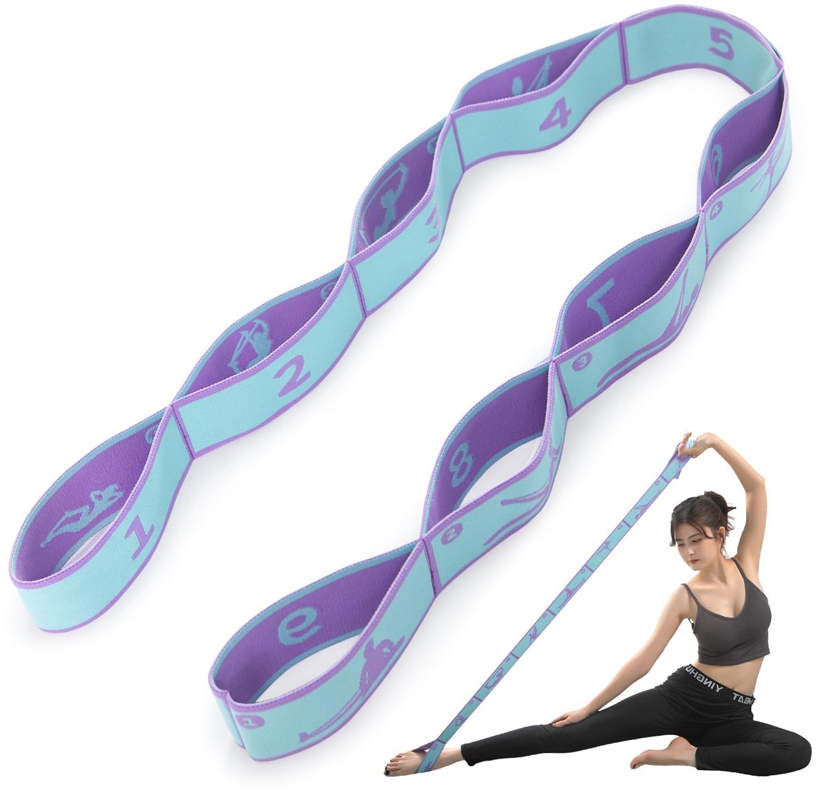 Yoga Strap - Elastische Stretchband Blauw en Paars
